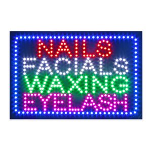 Nails Facials Waxing Eyelash LED Animated Sign
