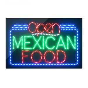 Open Mexican Food LED Animated Sign