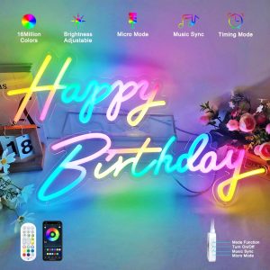 Dynamic Color Changing Birthday LED Neon Sign