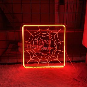 Happy Halloween Square USB LED Neon Sign 🎃