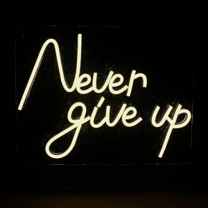 Never Give Up Inspiration USB LED Neon Sign