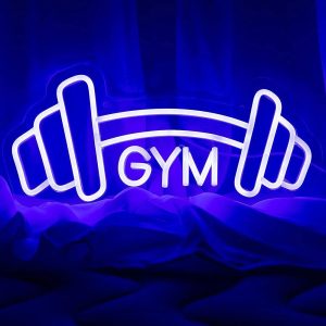 Blue Dumbbell Gym USB LED Neon Sign
