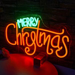 Merry Christmas Orange USB LED Neon Sign