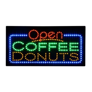 Open Coffee Donuts LED Animated Sign