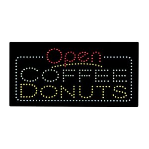 Open Coffee Donuts LED Animated Sign