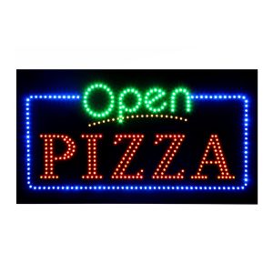 Open Pizza Green LED Animated Sign
