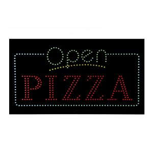 Open Pizza Green LED Animated Sign
