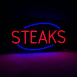 LED Steaks Neon Sign, 16″x8″