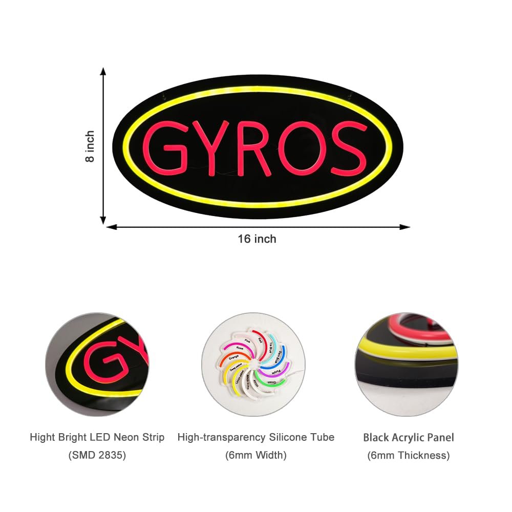 LED Gyros Neon Sign, 16"ร8" - Image 6