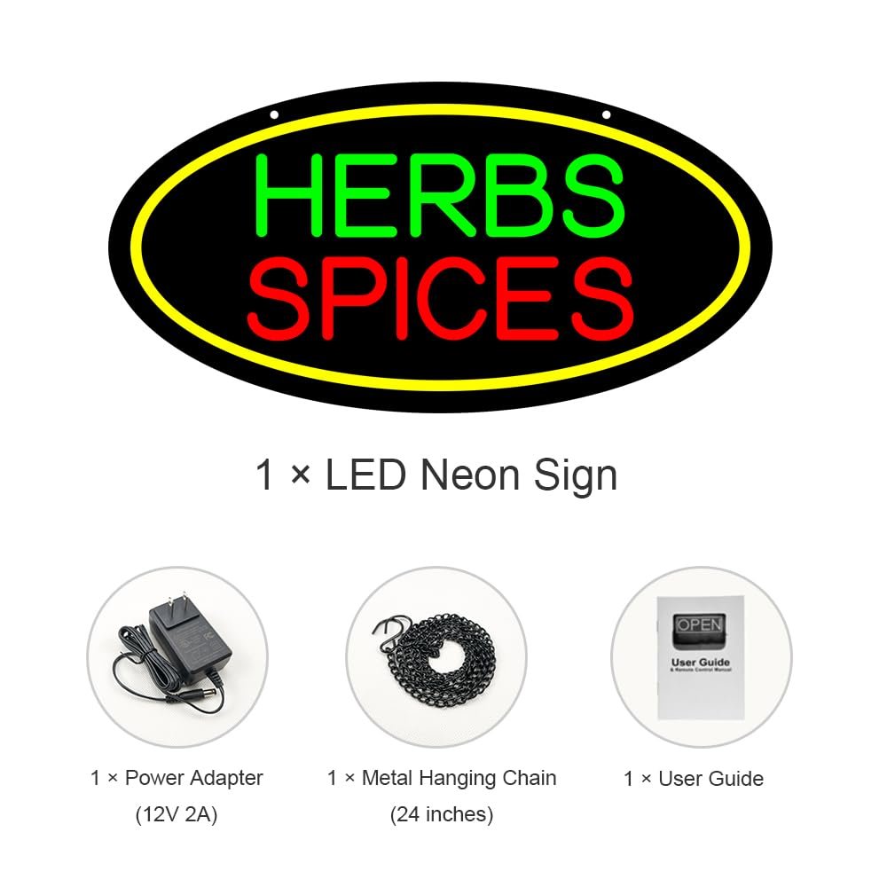 LED Herbs Spices Neon Sign, 24"x12" - Image 3