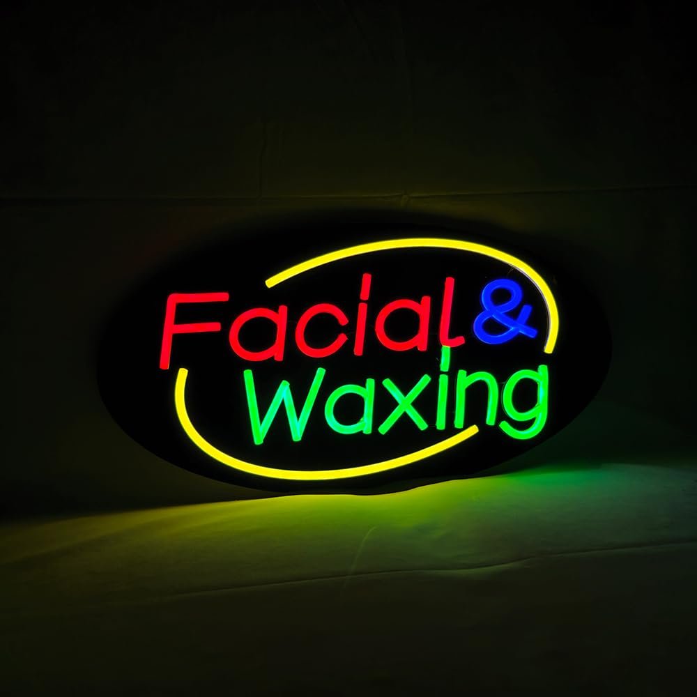 LED Facial Waxing Neon Sign, 20"x10" - Image 2