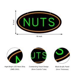 LED Nuts Neon Sign, 16″x8″