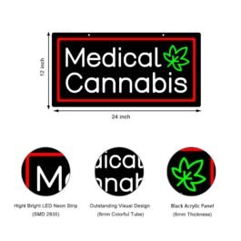 LED Medical Cannabis Neon Sign, 24″x12″