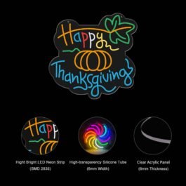 Happy Thanksgiving Neon Sign, 16″x16″