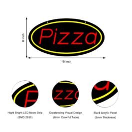 LED Pizza Neon Sign, 16″x8″