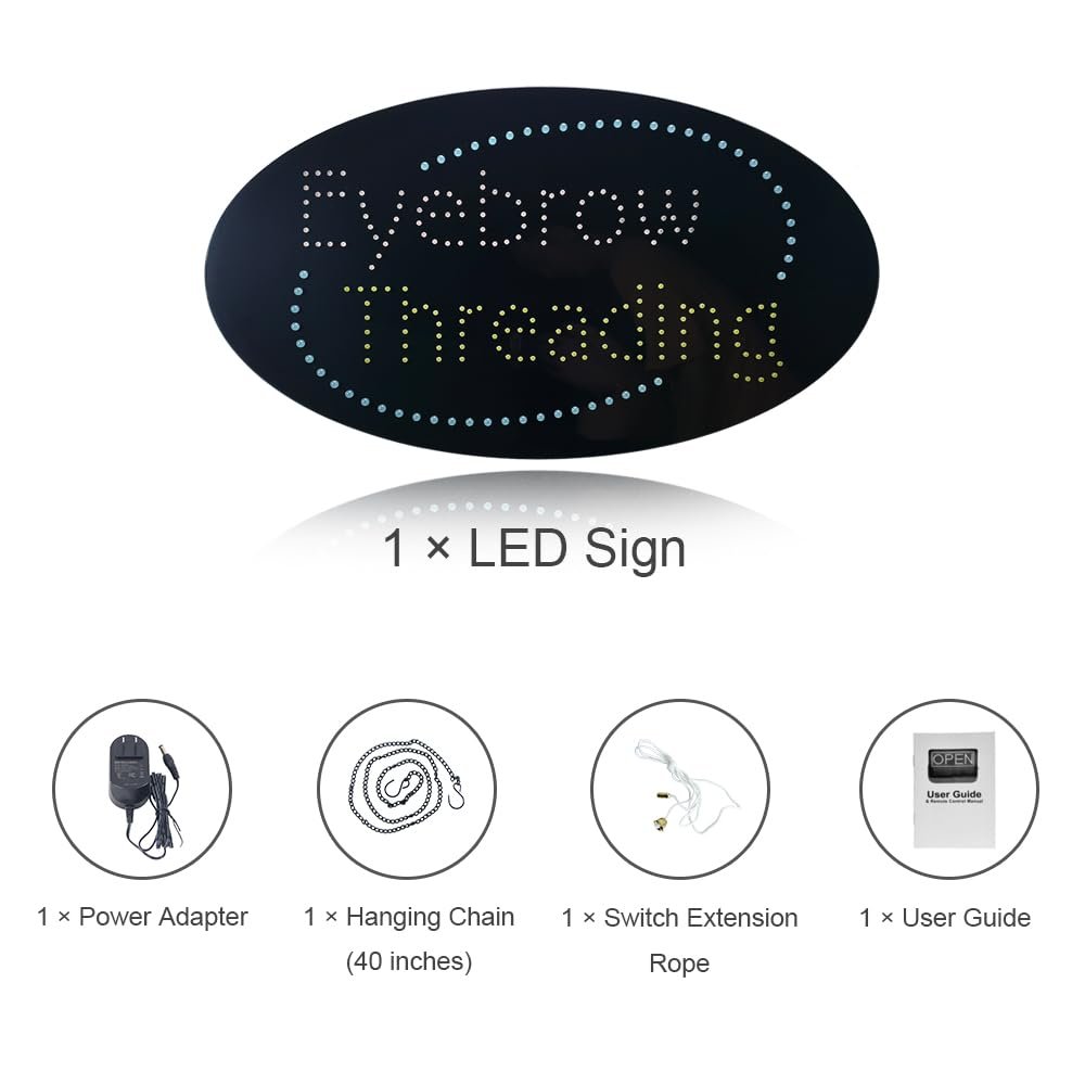 LED Eyebrow Threading Sign, 27"x15" - Image 6