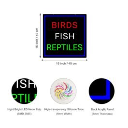 LED Birds Fish Reptiles Neon Sign, 16″×16″