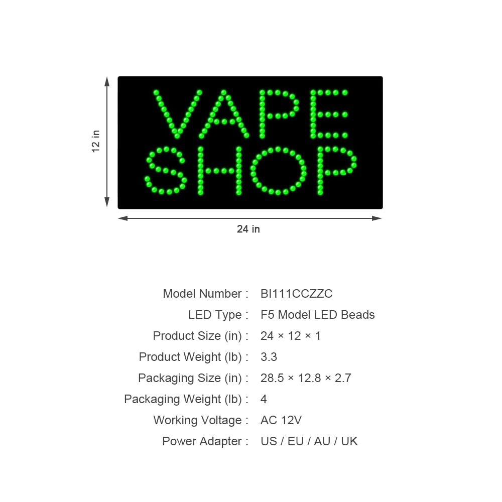 LED Vape Shop Sign, 24"ร12" - Image 3