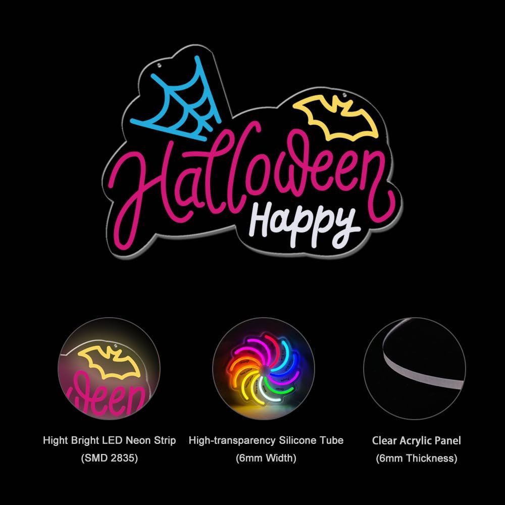 Halloween Neon Sign, 14"x10" - Image 3