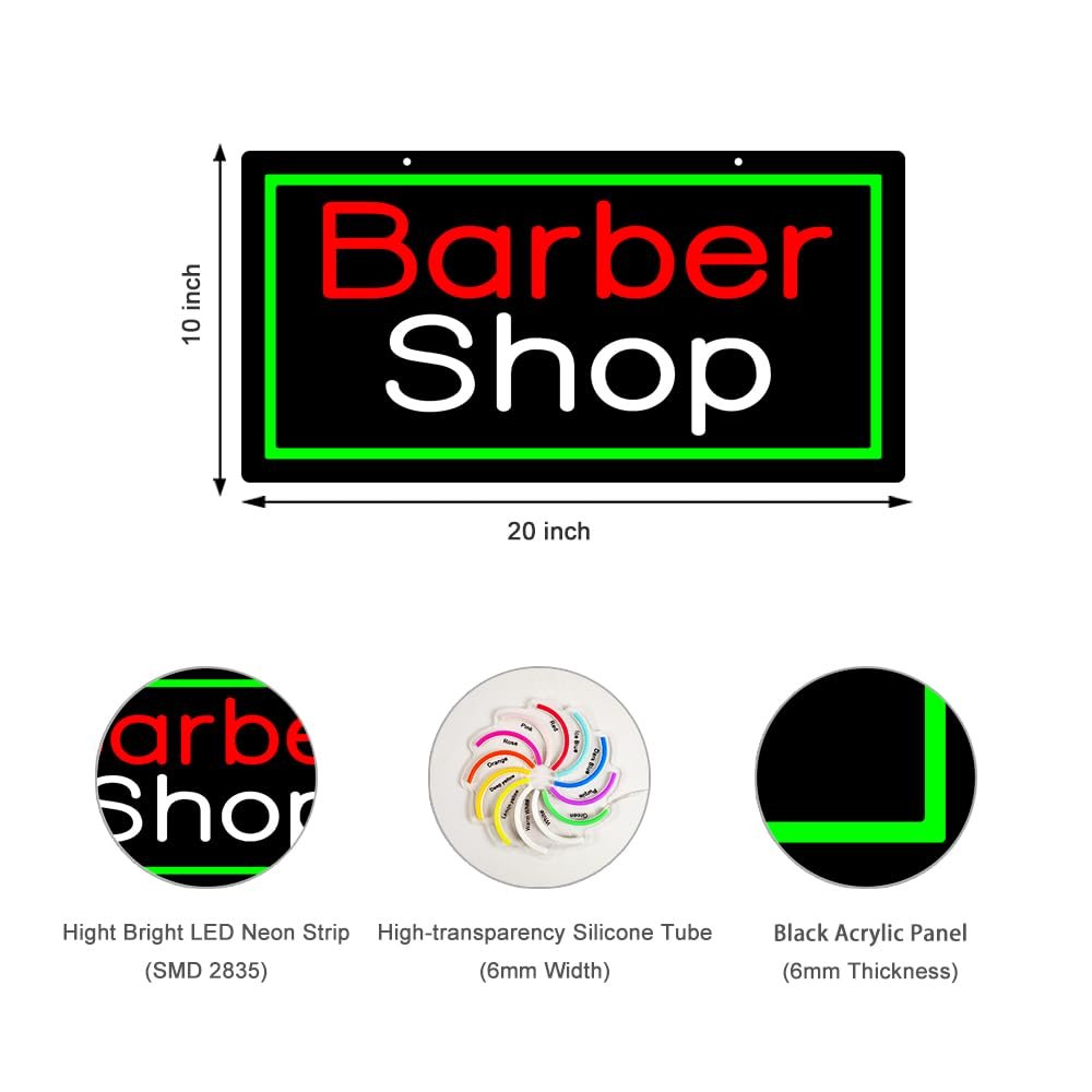 LED Barber Shop Neon Sign, 20"ร10" - Image 2