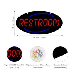 LED Restroom Neon Sign, 20″x10″