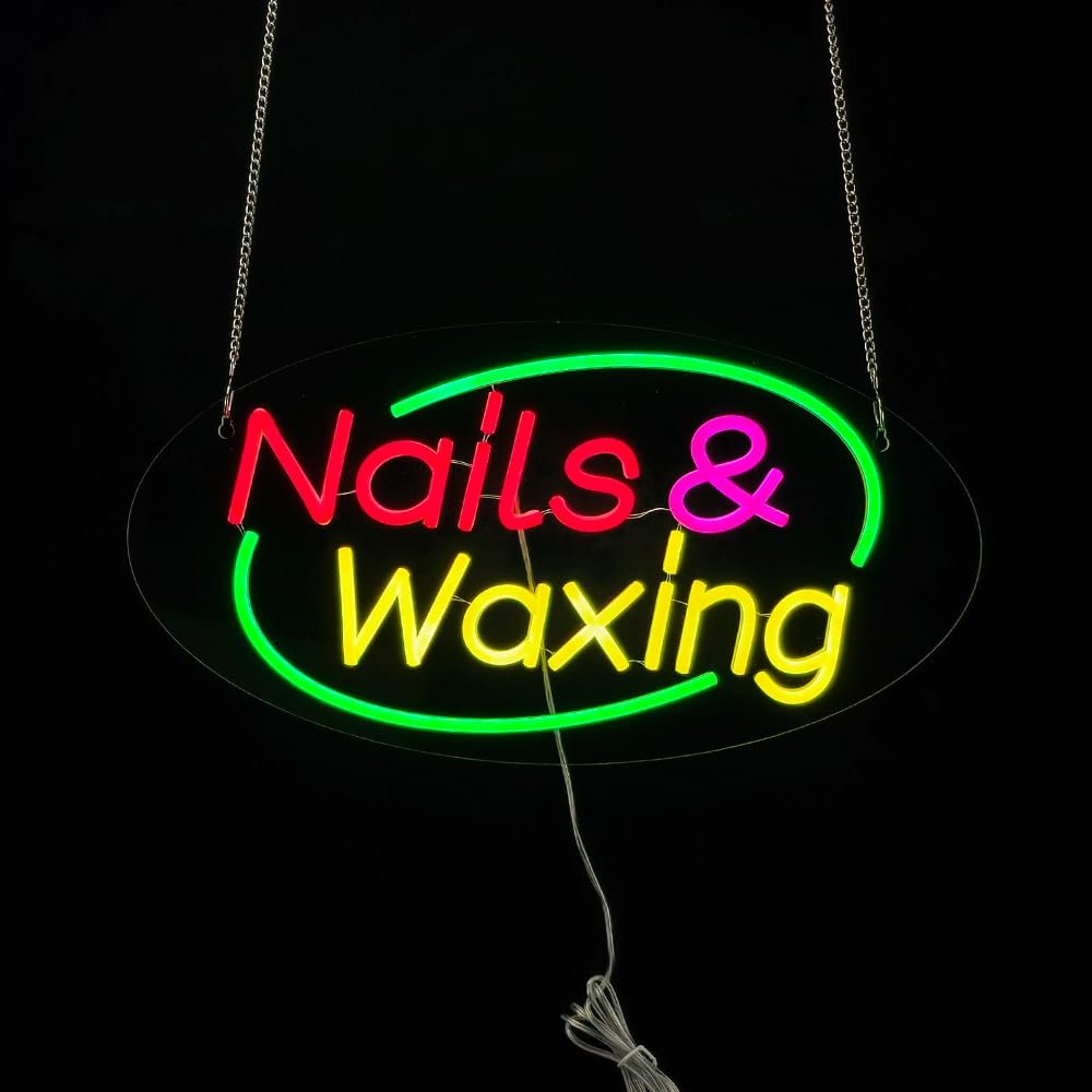 LED Nails Waxing Sign, 20"x10" - Image 2