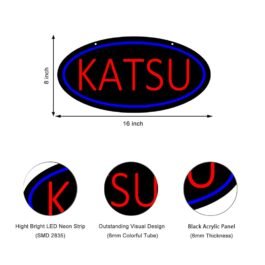 LED Katsu Neon Sign, 16″×8″