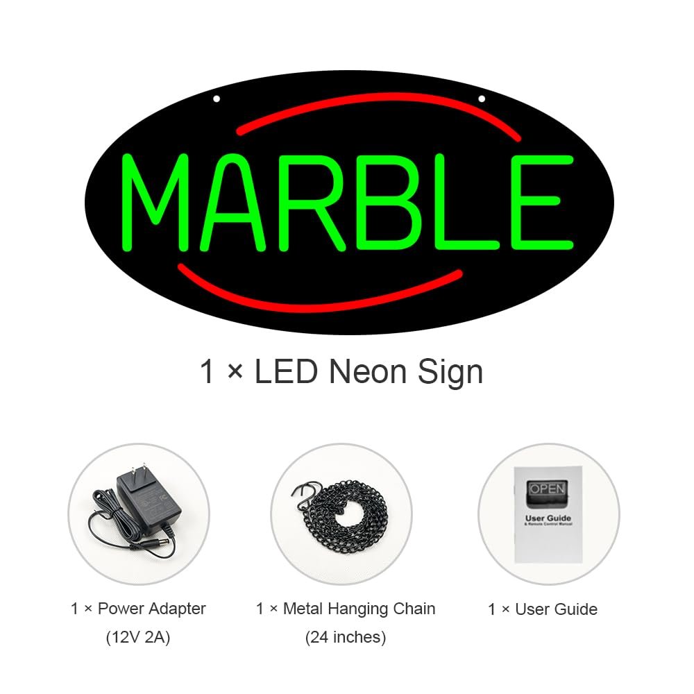 LED MARBLE Neon Sign, 20"x10" - Image 3