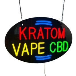Kratom Vape CBD LED Neon Sign, 20″×12.6″