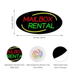 LED Mailbox Rental Neon Sign, 24″x12″