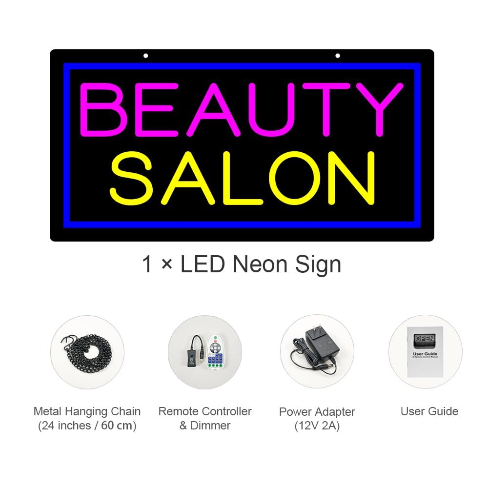 LED Beauty Salon Neon Sign, 20"x10" - Image 3