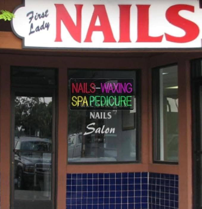 Nails Waxing Spa Pedicure LED Neon Signs, 24"x12" - Image 2