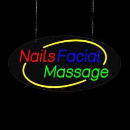 LED Nails Facial Massage Neon Sign, 24″×12″