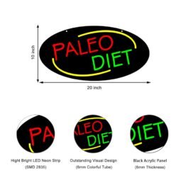 LED Paleo Diet Neon Sign, 20″x10″