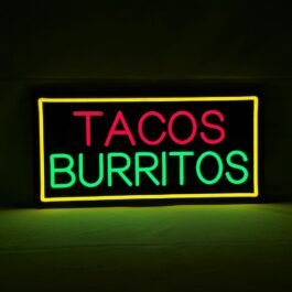 LED TACOS BURRITOS Neon Sign, 20″x10″