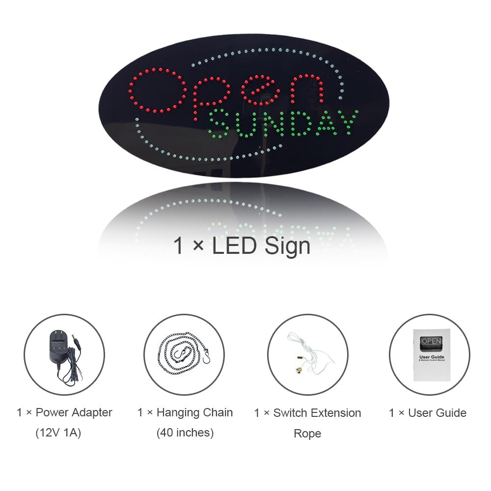 Open Sunday LED Sign, 19"ร9.5" - Image 7