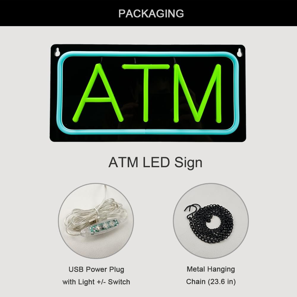 ATM Neon Sign, 12"x6" - Image 6