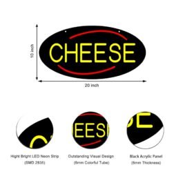 LED Cheese Neon Sign, 20″x10″