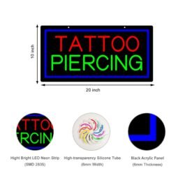 LED Tattoo Piercing Neon Sign, 24″x12″