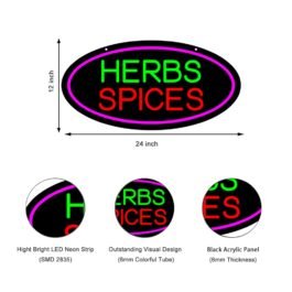 LED Herbs Spices Neon Sign, 24″x12″