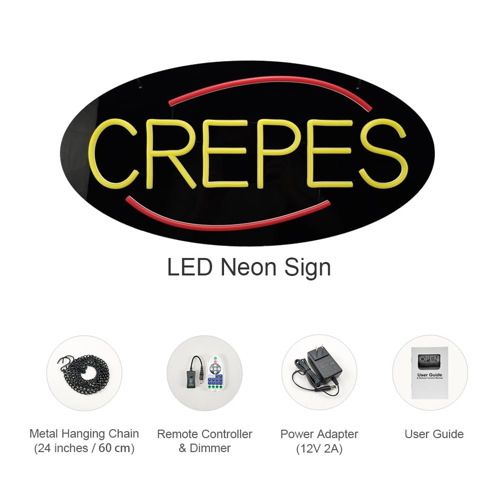 LED Crepes Neon Sign, 20"x10" - Image 5