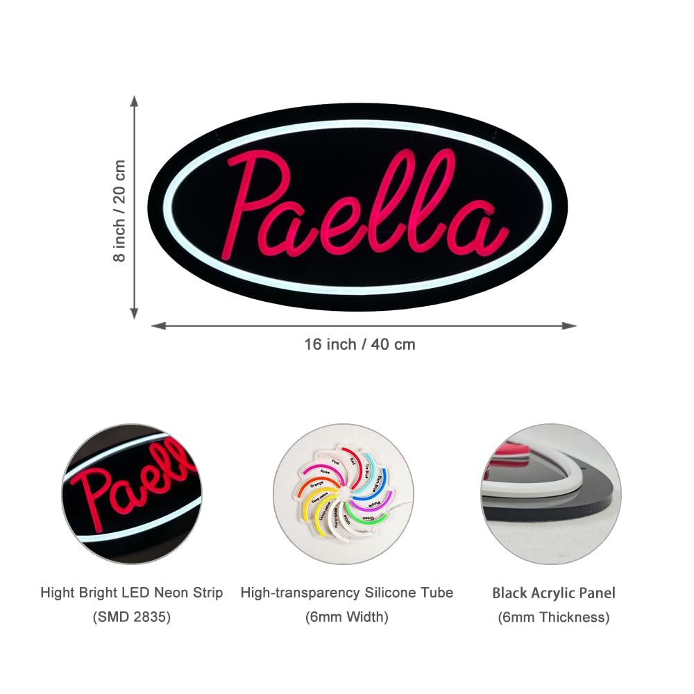 LED Paella Neon Sign, 16"x8" - Image 4