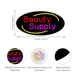 LED Beauty Supply Neon Sign, 20″x10″