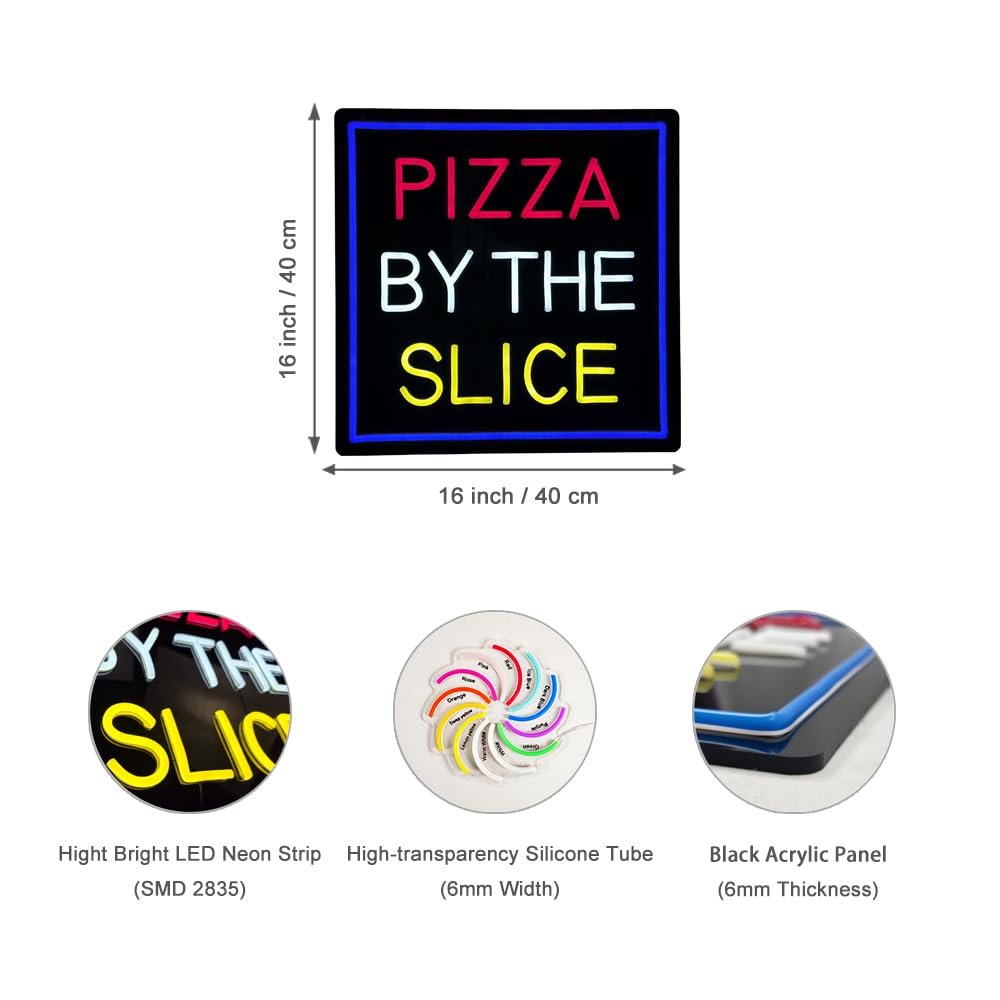 LED Pizza By The Slice Neon Sign, 16"ร16" - Image 4