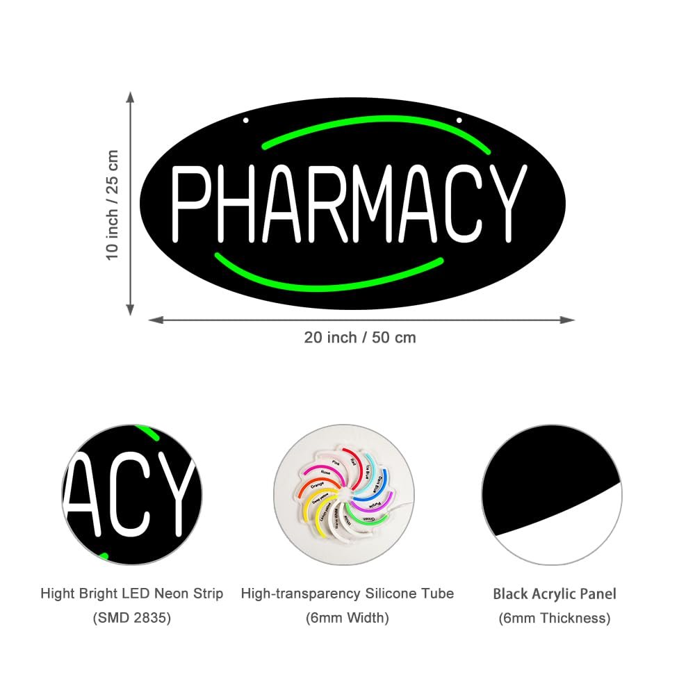 LED PHARMACY Neon Sign, 20"x10" - Image 2