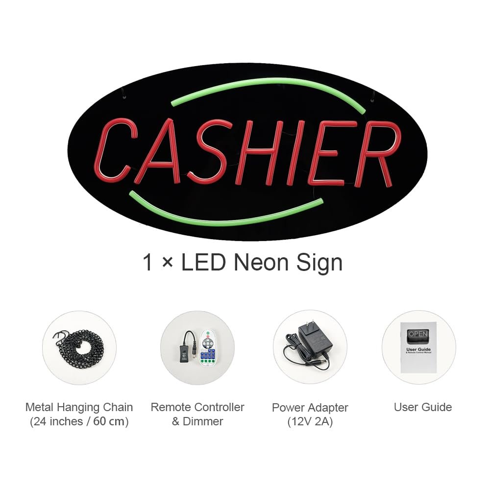 LED Cashier Neon Sign, 20"ร10" - Image 5