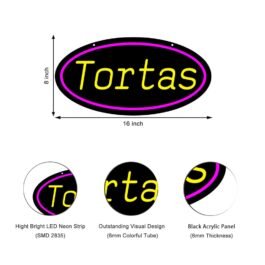 LED Tortas Neon Sign, 16″×8″