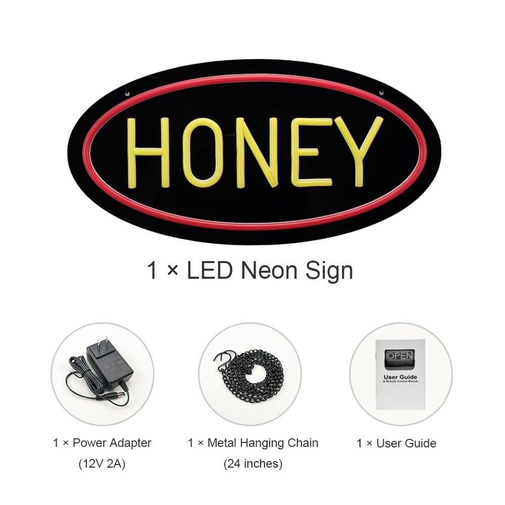LED Honey Neon Sign, 16"x8" - Image 5