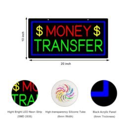 LED Money Transfer Neon Sign, 20″x10″