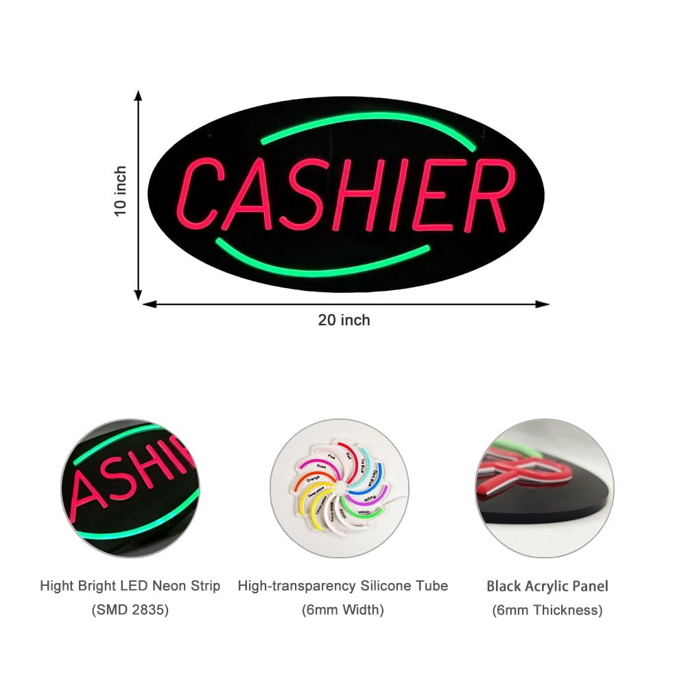 LED Cashier Neon Sign, 20"ร10" - Image 4